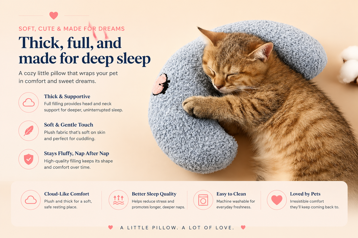 Pet Orthopedic Pillow | Soft Cervical Support for Cats & Dogs