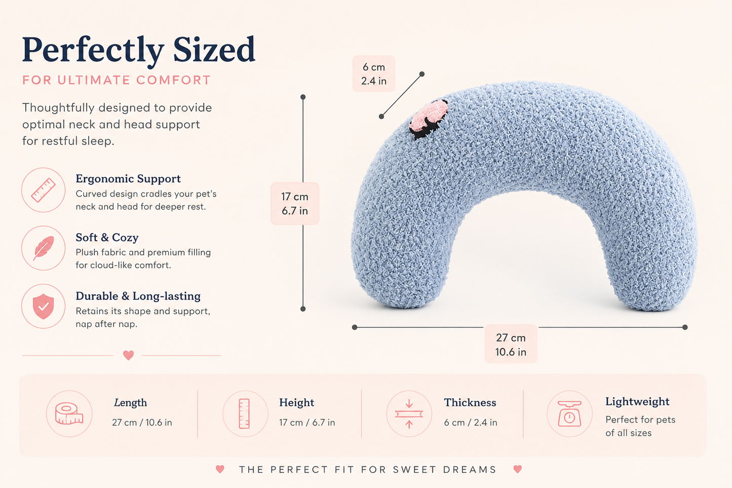 Pet Orthopedic Pillow | Soft Cervical Support for Cats & Dogs